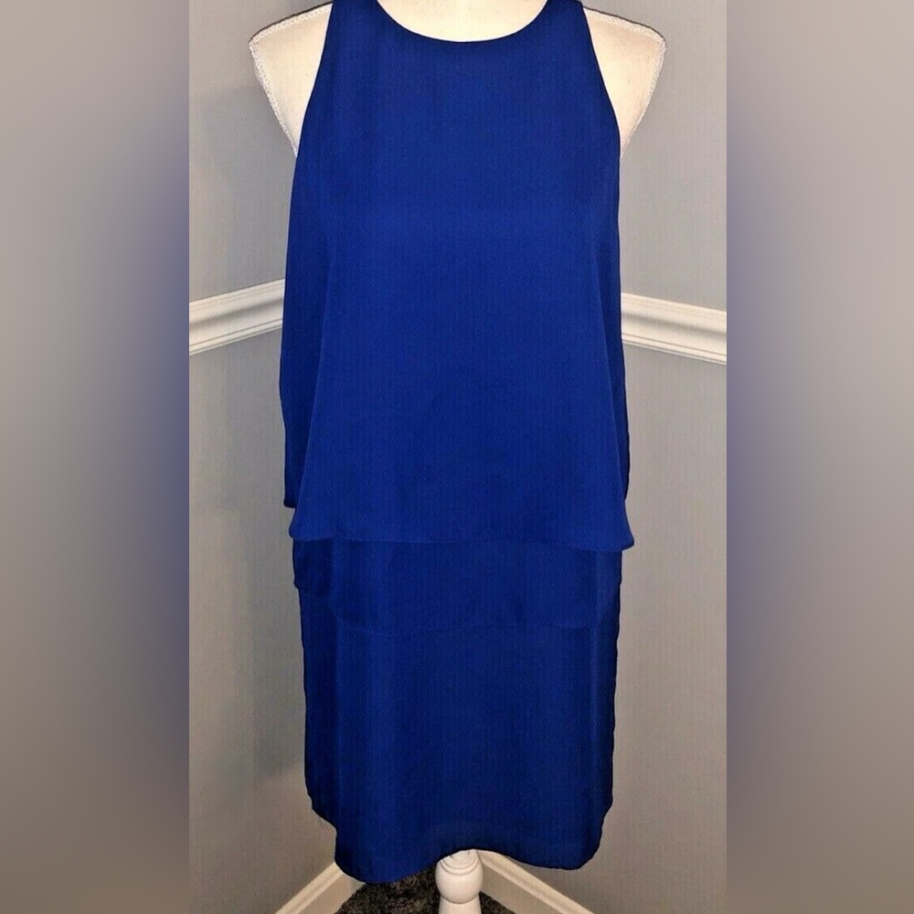 Women's Charlie Henry Royal Blue Sleeveless, Knee-Length, Tiered dress Size M